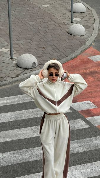 Теплий спортивний костюм оверсайз з флісу для осені 🍁 Fashion 20 фото