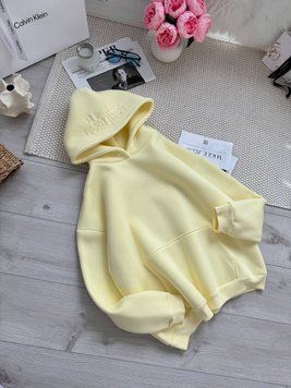 Oversize худі з тринитки на флісі | Худі з вишивкою мод 601 фото